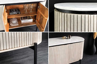 Massives Sideboard ADLON 170cm grau sandgestrahlt Mangoholz mit Marmorplatte