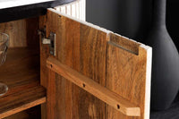 Massives Sideboard ADLON 170cm grau sandgestrahlt Mangoholz mit Marmorplatte