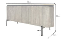 Massives Sideboard ADLON 170cm grau sandgestrahlt Mangoholz mit Marmorplatte