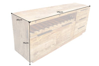 Massives Sideboard IRON CRAFT 175cm natur Mangoholz mit Schubladen Weinregal