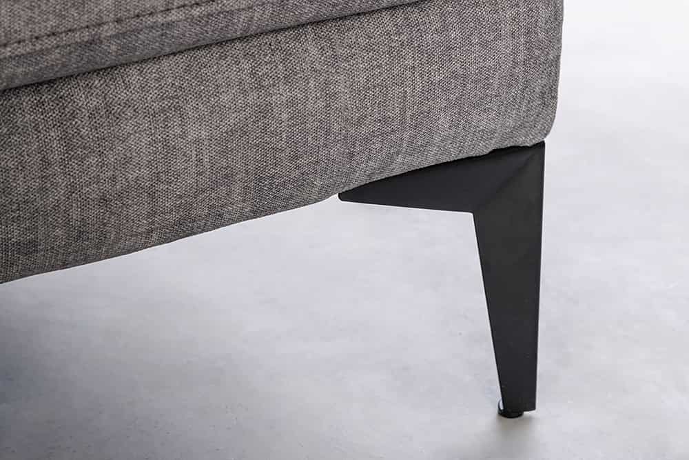 MANHATTAN Design Ecksofa 295cm dunkelgrau Samt Federkern 3-Sitzer Metallfüße