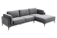 MANHATTAN Design Ecksofa 295cm dunkelgrau Samt Federkern 3-Sitzer Metallfüße