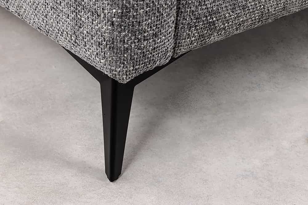 MANHATTAN Design Ecksofa 295cm grau Strukturstoff Chenille Federkern 3-Sitzer Metallfüße
