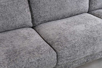 MANHATTAN Design Ecksofa 295cm grau Strukturstoff Chenille Federkern 3-Sitzer Metallfüße