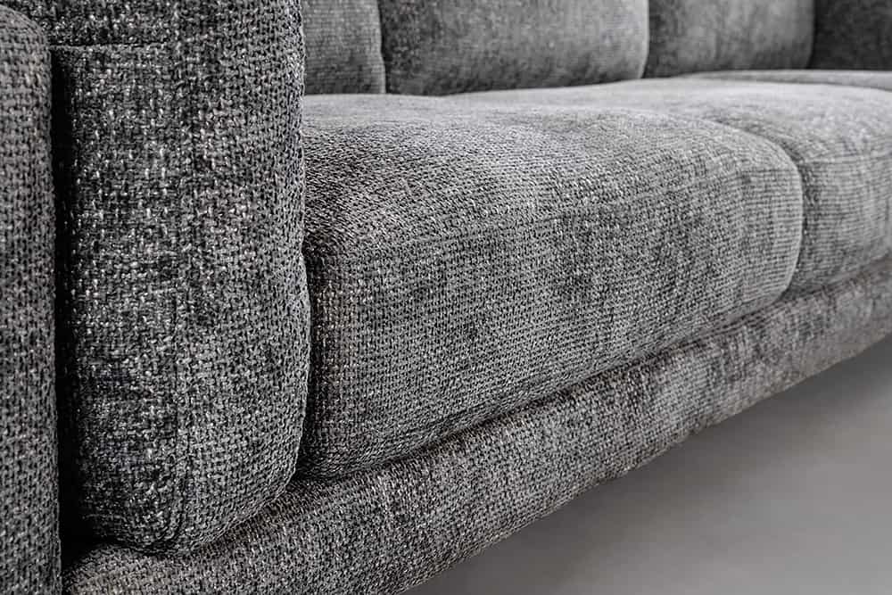 MANHATTAN Design Ecksofa 295cm grau Strukturstoff Chenille Federkern 3-Sitzer Metallfüße