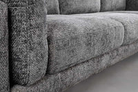 MANHATTAN Design Ecksofa 295cm grau Strukturstoff Chenille Federkern 3-Sitzer Metallfüße