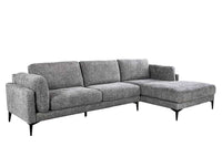 MANHATTAN Design Ecksofa 295cm grau Strukturstoff Chenille Federkern 3-Sitzer Metallfüße