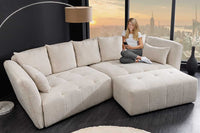 ROYAL Modernes Big Sofa 295cm champagner Bouclé Federkern XXL-Couch