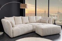 ROYAL Modernes Big Sofa 295cm champagner Bouclé Federkern XXL-Couch