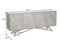 Massivholz Sideboard MOUNTAIN SOUL 175cm grau grün Naturstein Akazie schwarz