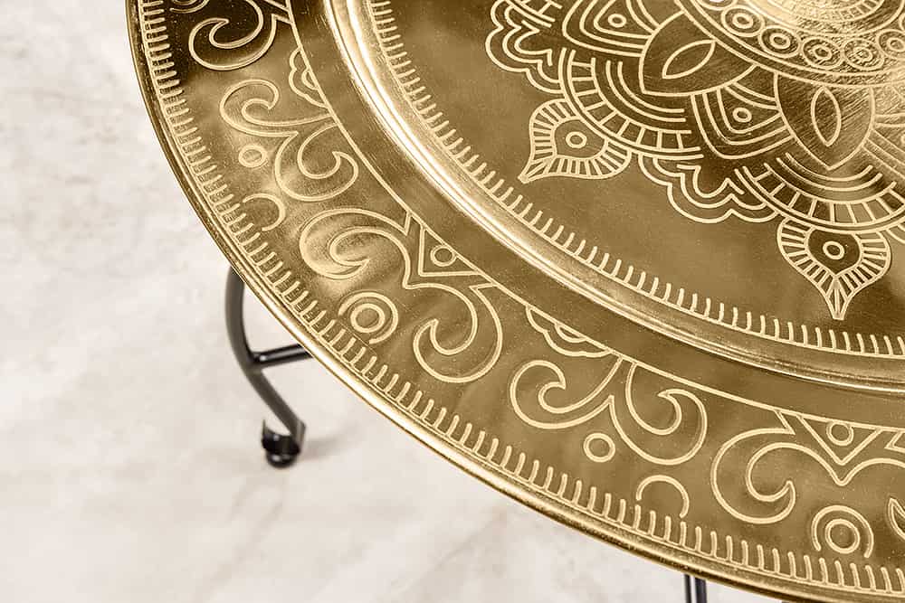 MARRAKESCH Runder Couchtisch 60cm Teetisch abnehmbares Tablett klappbar