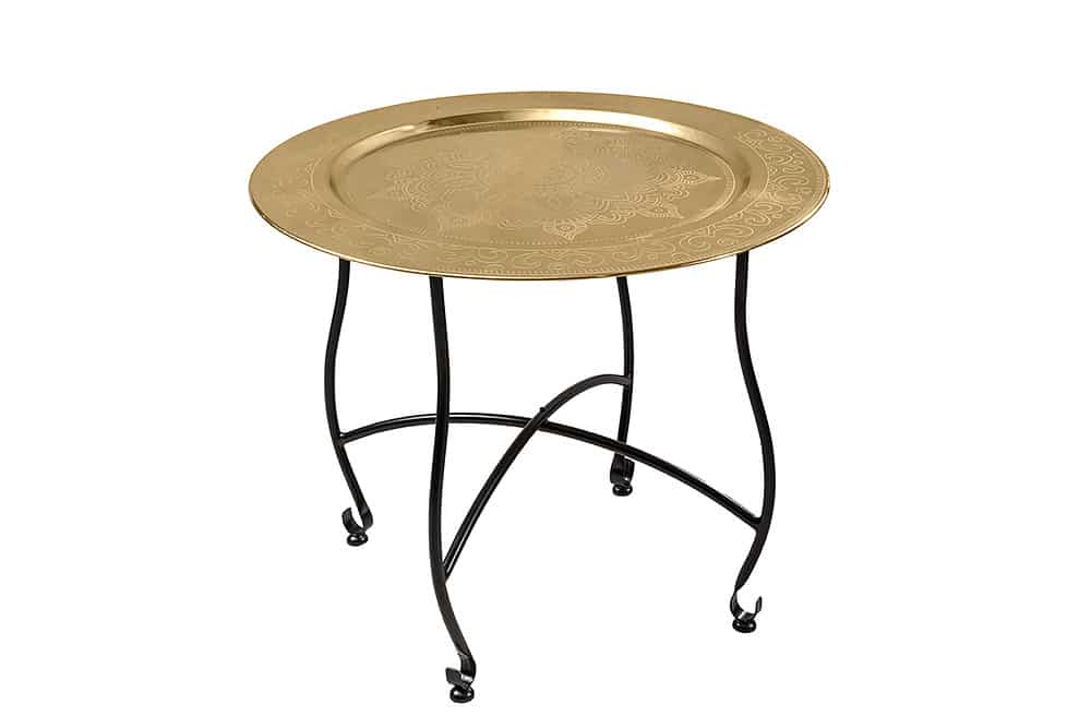 MARRAKESCH Runder Couchtisch 60cm Teetisch abnehmbares Tablett klappbar