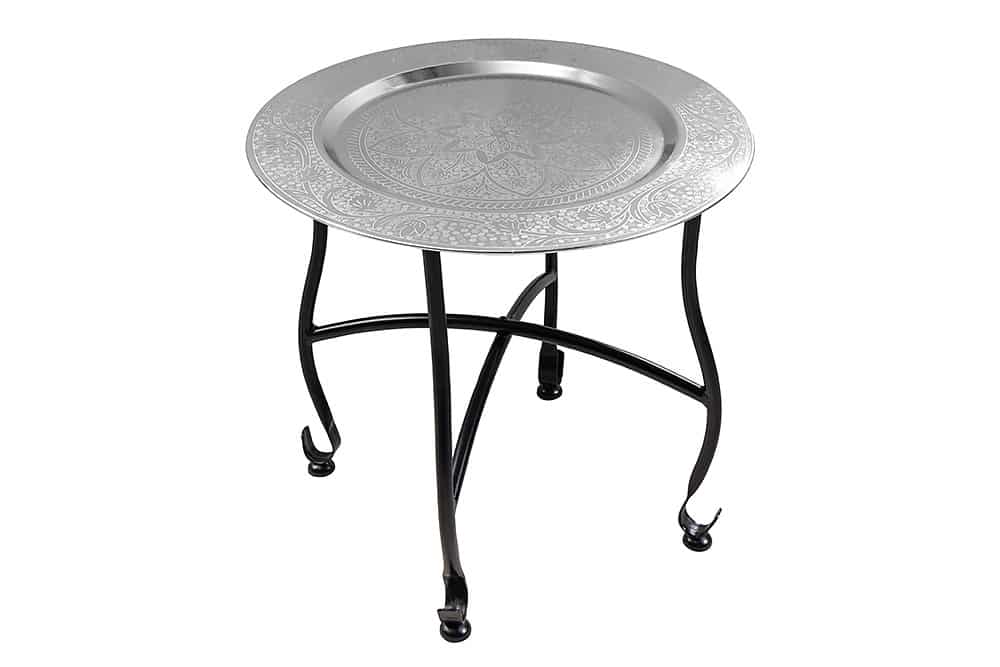 MARRAKESCH Runder Beistelltisch 50cm Teetisch abnehmbares Tablett klappbar