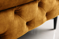 MODERN BAROCK Chesterfield Hocker 90cm senfgelb Samt Sitzhocker Fußhocker