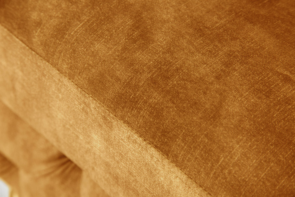 MODERN BAROCK Chesterfield Hocker 90cm senfgelb Samt Sitzhocker Fußhocker