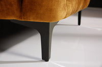 MODERN BAROCK Chesterfield Hocker 90cm senfgelb Samt Sitzhocker Fußhocker