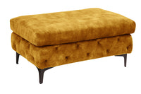MODERN BAROCK Chesterfield Hocker 90cm senfgelb Samt Sitzhocker Fußhocker
