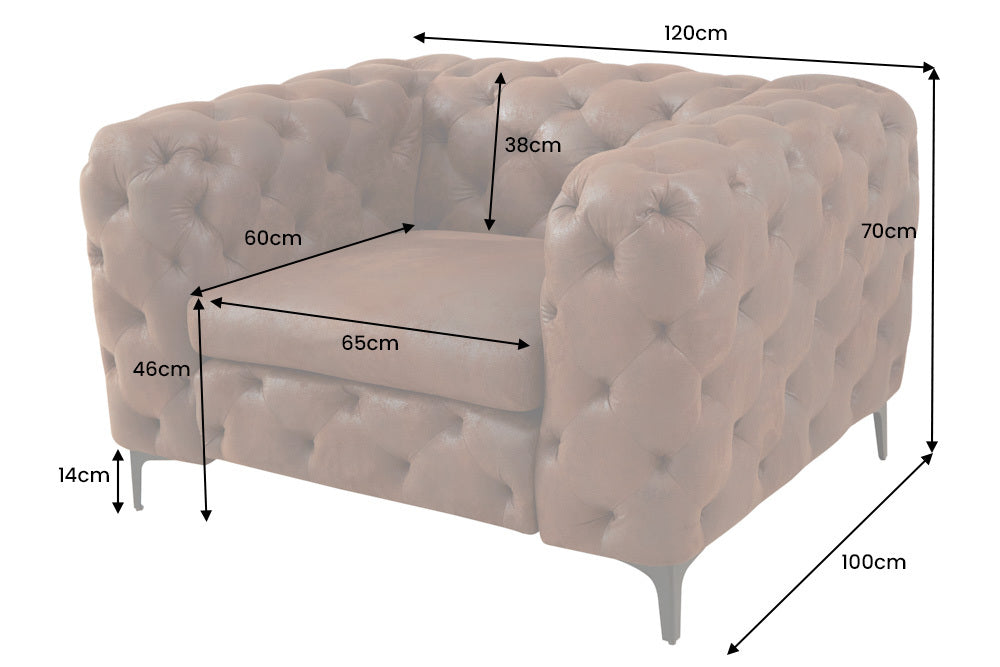 MODERN BAROCK Design Chesterfield Sessel 120cm antik braun Microfaser mit Federkern