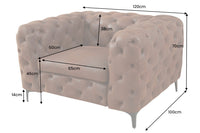 MODERN BAROCK Design Chesterfield Sessel 120cm antik braun Microfaser mit Federkern