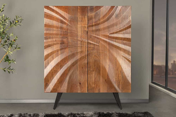 PURE Solid highboard 140cm Sheesham stone finish display case rosewood