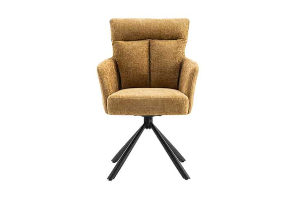 BIG GEORGE Drehbarer Stuhl senfgelb Strukturstoff mit Armlehne Metall schwarz