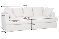 HEAVEN 3-Sitzer Sofa 210cm natur Leinenstoff Gänsefeder-Kissen Federkern abnehmbarer Bezug