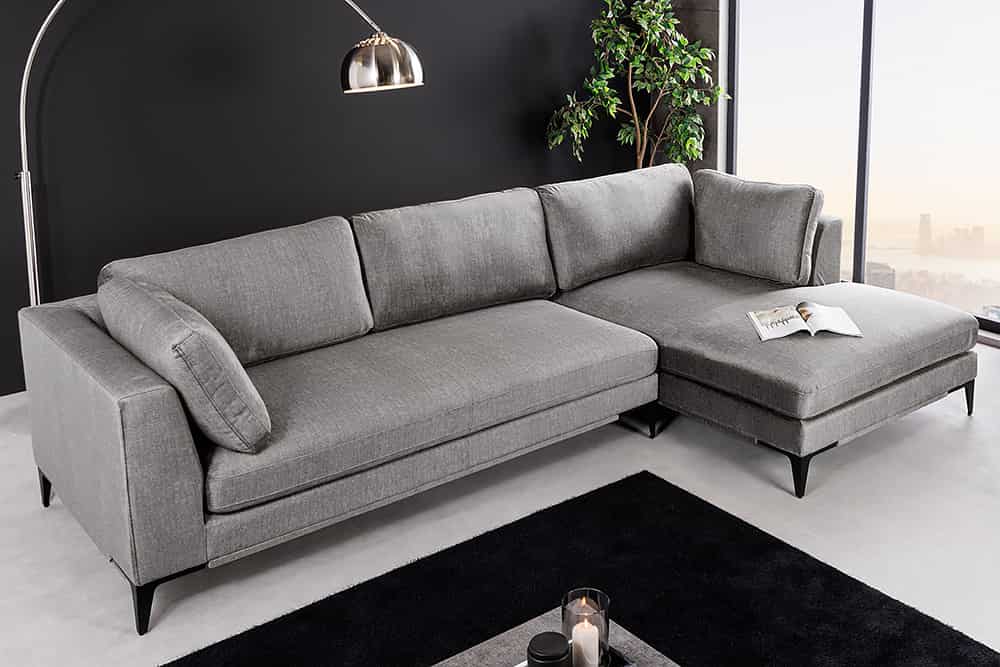 SIGNUM Zeitloses Ecksofa 315cm Samt Ottomane rechts Bigsofa XXL-Couch