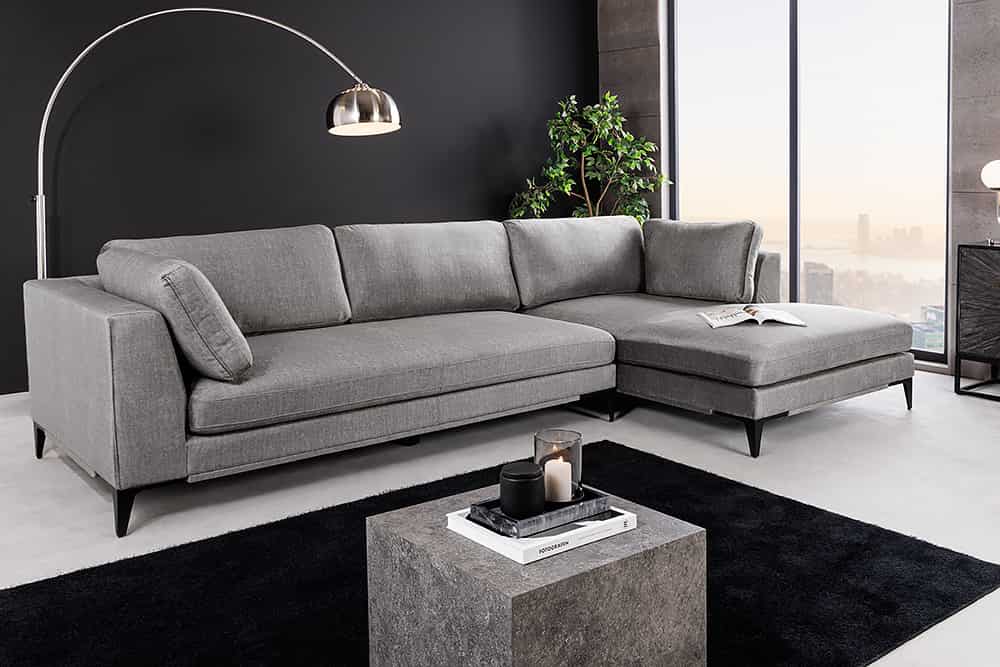 SIGNUM Zeitloses Ecksofa 315cm Samt Ottomane rechts Bigsofa XXL-Couch