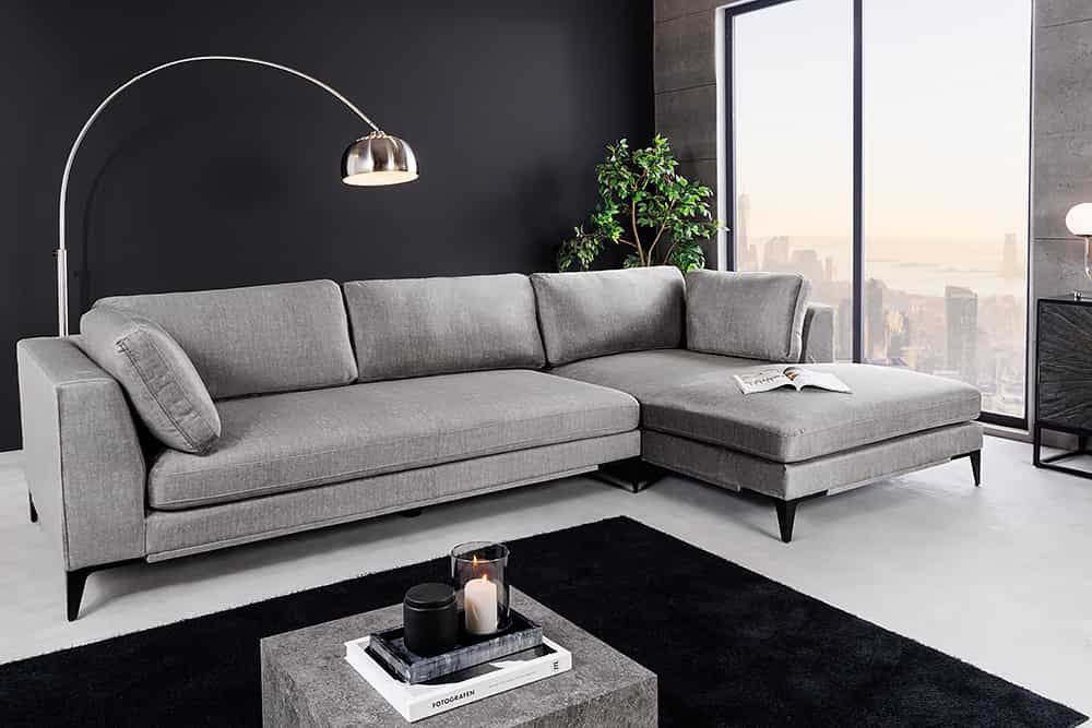 SIGNUM Zeitloses Ecksofa 315cm Samt Ottomane rechts Bigsofa XXL-Couch