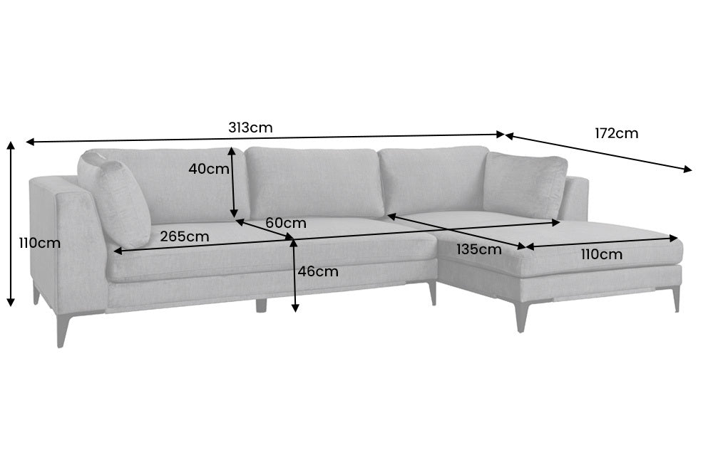 SIGNUM Zeitloses Ecksofa 315cm Samt Ottomane rechts Bigsofa XXL-Couch
