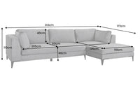 SIGNUM Zeitloses Ecksofa 315cm Samt Ottomane rechts Bigsofa XXL-Couch