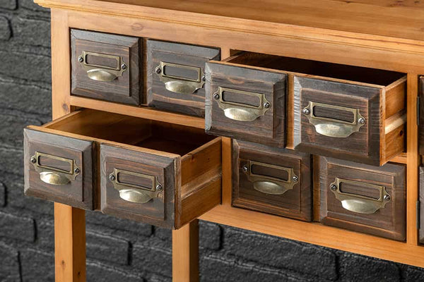 Massive Kommode HERITAGE 125cm natur Pinie Apothekerschrank mit Schubladen