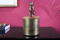 PANTHER Design Dose 20cm natur Mangoholz Panther-Figur Metall Dekoration