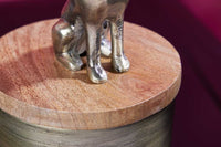 PANTHER Design Dose 20cm natur Mangoholz Panther-Figur Metall Dekoration