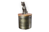 PANTHER Design Dose 20cm natur Mangoholz Panther-Figur Metall Dekoration