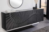 Massives Sideboard SCORPION 180cm schwarz hängend Mangoholz 3D-Design