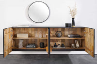 Massives Sideboard SCORPION 180cm schwarz hängend Mangoholz 3D-Design