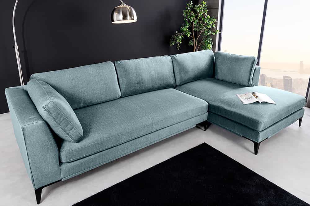 SIGNUM Zeitloses Ecksofa 315cm Samt Ottomane rechts Bigsofa XXL-Couch