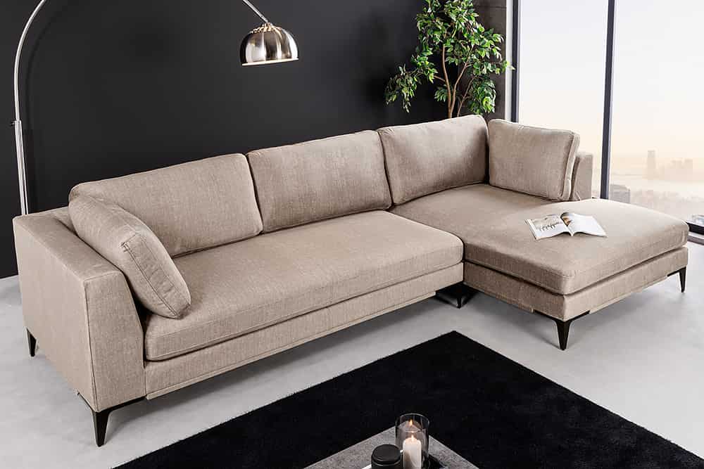 SIGNUM Zeitloses Ecksofa 315cm Samt Ottomane rechts Bigsofa XXL-Couch