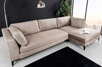 SIGNUM Zeitloses Ecksofa 315cm Samt Ottomane rechts Bigsofa XXL-Couch