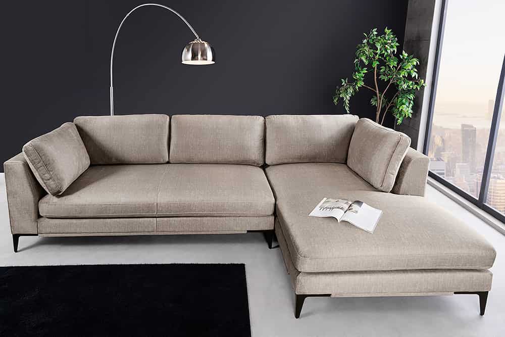 SIGNUM Zeitloses Ecksofa 315cm Samt Ottomane rechts Bigsofa XXL-Couch