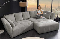 ROYAL Modernes Big Sofa 295cm champagner Bouclé Federkern XXL-Couch