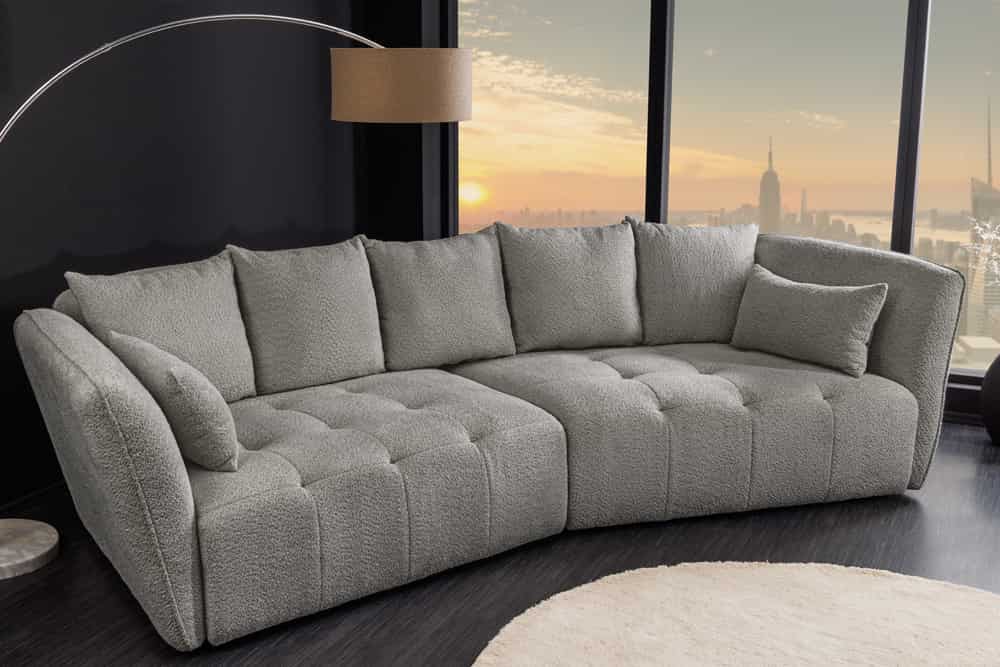 ROYAL Modernes Big Sofa 295cm champagner Bouclé Federkern XXL-Couch