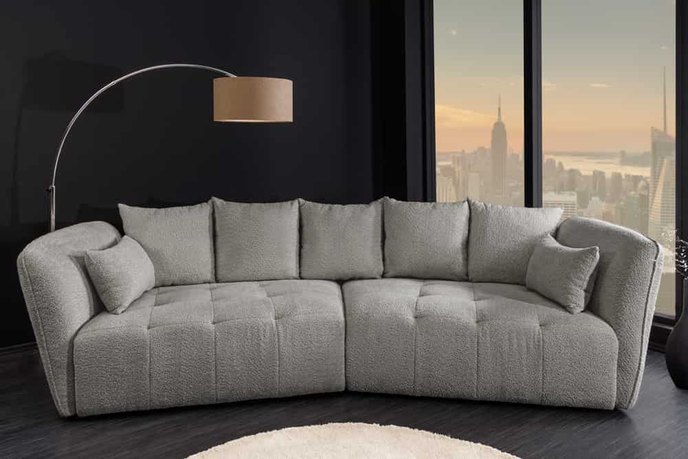ROYAL Modernes Big Sofa 295cm champagner Bouclé Federkern XXL-Couch