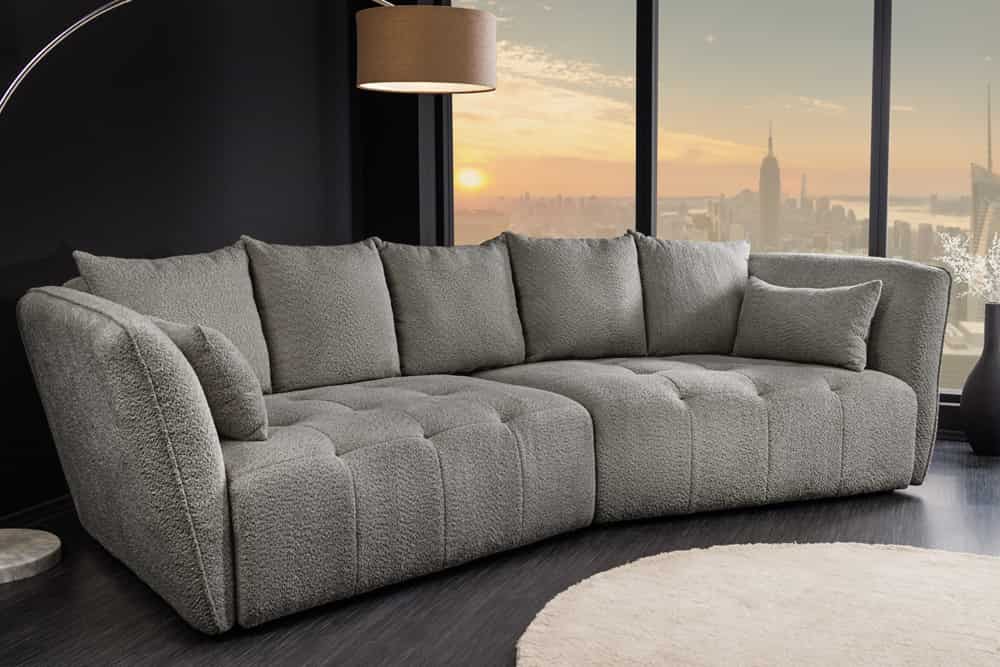 ROYAL Modernes Big Sofa 295cm champagner Bouclé Federkern XXL-Couch