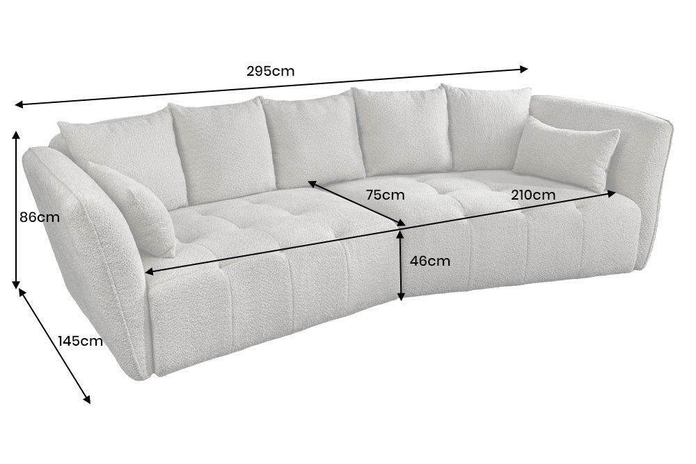 ROYAL Modernes Big Sofa 295cm champagner Bouclé Federkern XXL-Couch