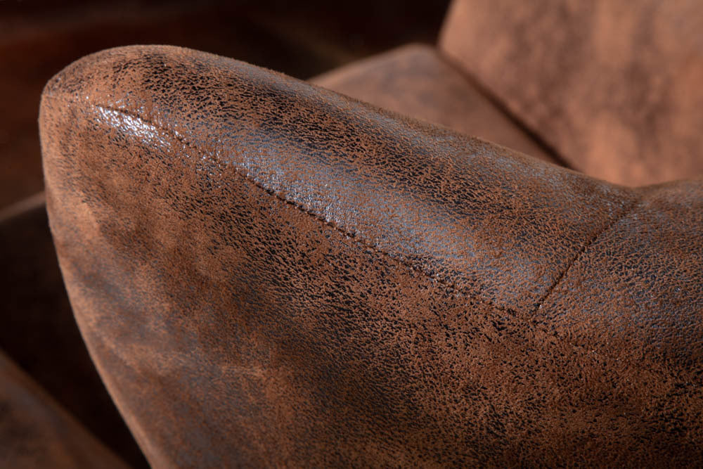DON Retro Design Sessel antik braun goldene Fußkappen mit Federkern