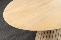 ART DECO Ovaler Esstisch 220cm weiß gekälkt massives Mangoholz mit Säulenfuß