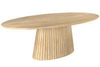 ART DECO Ovaler Esstisch 220cm weiß gekälkt massives Mangoholz mit Säulenfuß