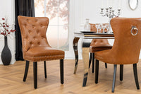 CASTLE Chesterfield Stuhl Kunstleder Massivholz mit Komfortgriff